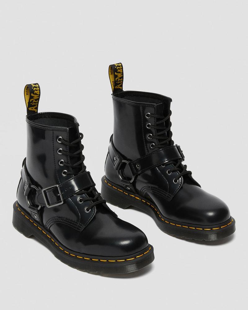 Dr Martens 1460 Harness Læder Snørestøvler Dame Sort | DK 165RVD